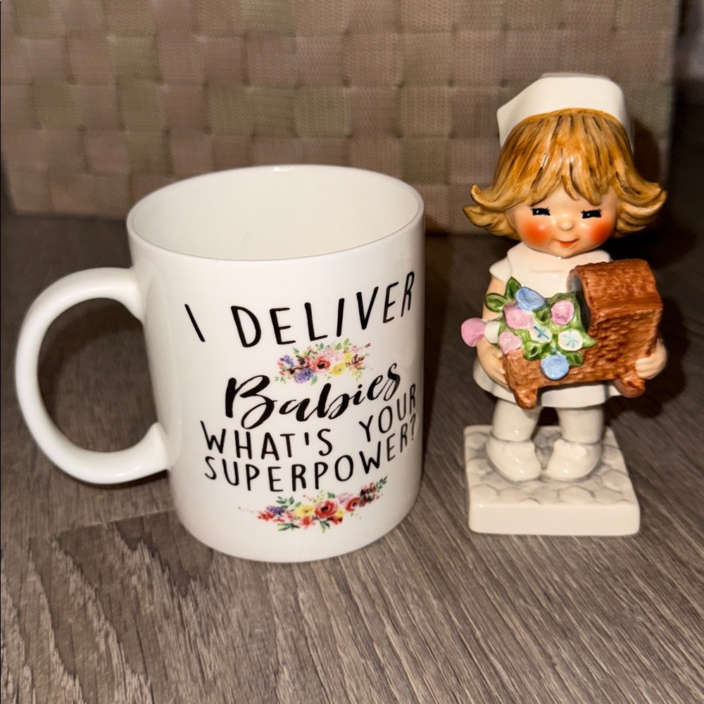 RARE Goebel Blonde 5" Babies Nurse Charlotte W. Germany in VGUC SIGNED Bonus Mug